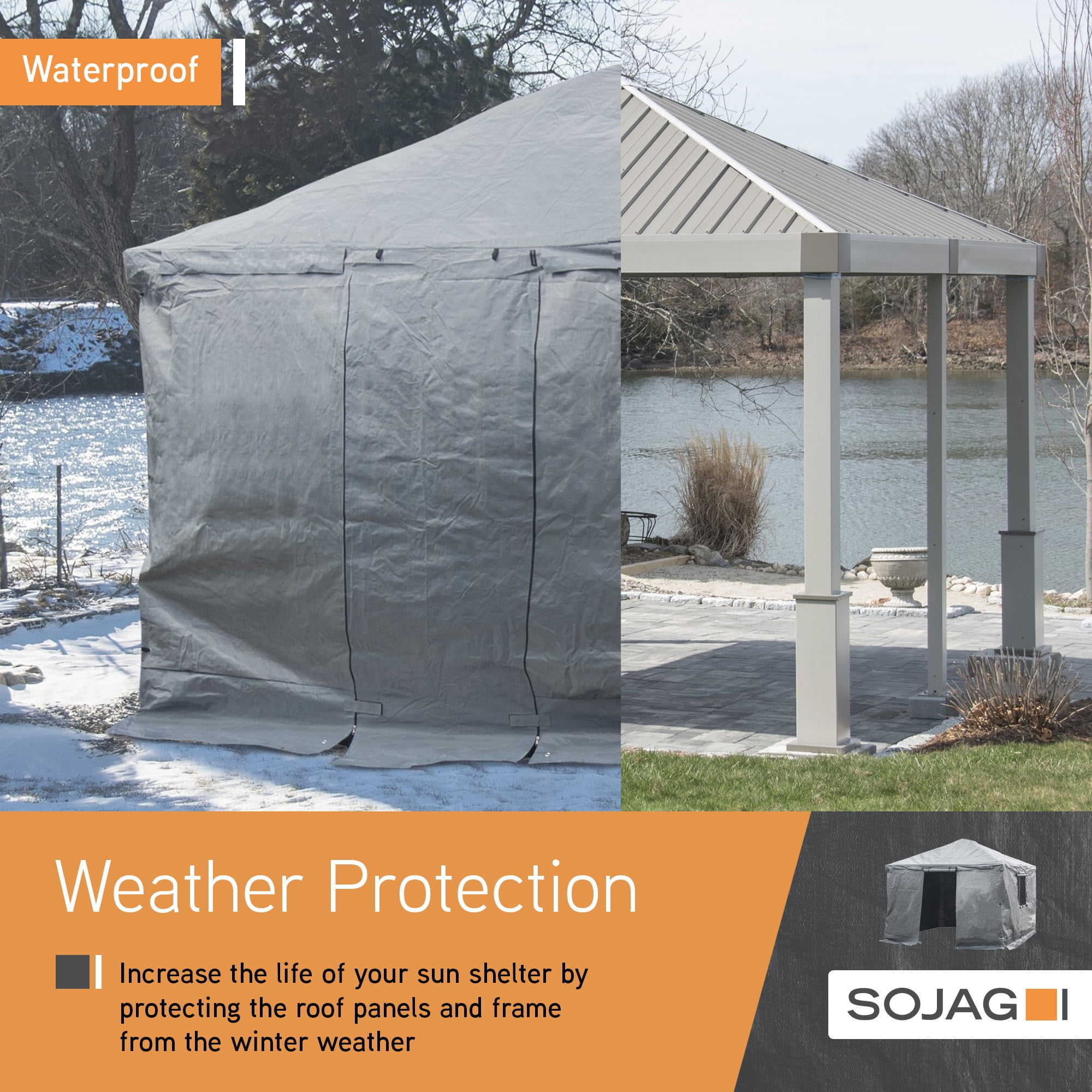 Sojag 12 x 20 x 10 ft Grey Winter Cover For Gazebos
