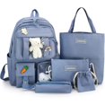 thumbnail image 1 of Juego de mochila de 5 piezas para niñas: mochila escolar, bolso de hombro, bolso, estuche para bolígrafos y más, perfecto para útiles escolares para el regreso a clases de los, 1 of 4