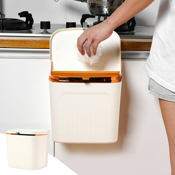 Rewenti Hanging Trash Can with Lid, Kitchen Cabinet Door Hanging Trash Can Cover Cabinet Trash Can Door Hanging Trash Can Under Sink Door Trash Can RV Bathroom