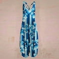 thumbnail image 2 of SELONE Rompers for Women Casual Fancy Suspender Loose Fit Pants Sleeveless Ladies Travel Comfortable 2023 Vacation Flowy Rompers Womens Jumpers and Rompers Casual Retro Printing Light Blue XL, 2 of 3