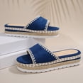 thumbnail image 5 of Espadrilles for Women Open Toe Suede Platform Sandals Comfortable Footbed Slippers Fashion Stitching Summer Casual Slides Blue Size 6.5, 5 of 8