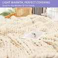 thumbnail image 3 of Chunky Knit Throw Blanket for Couch 40x60 inches 100 Hand Knitted with Thick Jumbo Chenille Yarn Cozy Soft Large Rope Knot Cable Crochet Blankets for Sofa Bed Living Room Beige, 3 of 5
