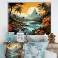 thumbnail image 2 of Designart "Vintage Paradise Tropical Coastline II" Oversized Coastal Framed Wall Art - Coastal Blue Coastal Tropical Entryway Framed Wall Art, 2 of 7