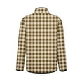 thumbnail image 4 of Wutalume Women's Floral Print Stand Up Collar Pleated Cotton Long Sleeved Button Cotton Jacket, Retro Check Pattern, Vintage Style, Perfect for Seasonal Fashion,Beige L, 4 of 5