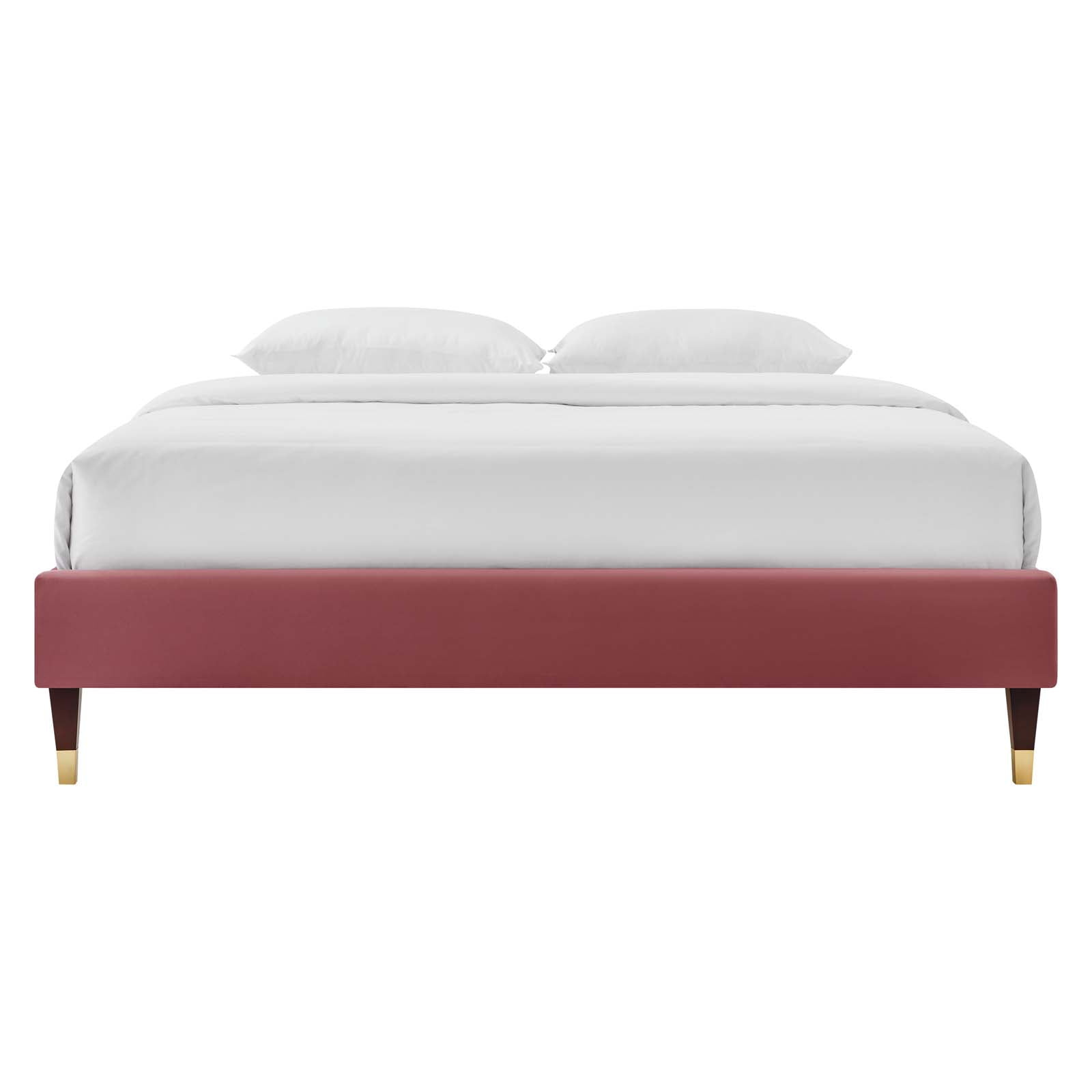 Platform Bed Frame, King Size, Velvet, Pink, Modern Contemporary Urban Design, Bedroom Master Guest Suite