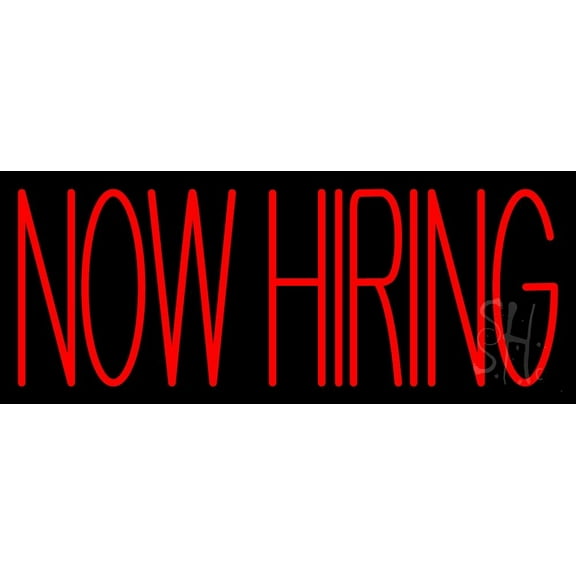Now Hiring Bar LED Neon Sign 10 x 24 - inches, Clear Edge Cut Acrylic Backing, with Dimmer - Bright and Premium built indoor LED Neon Sign for Bar decor.