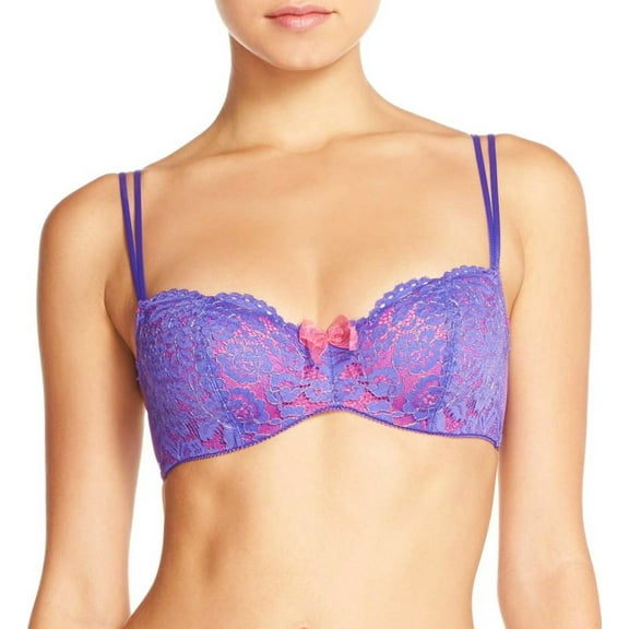 B.Tempt'd by Wacoal Purple Ciao Bella Underwire Lace Balconette Bra 34D