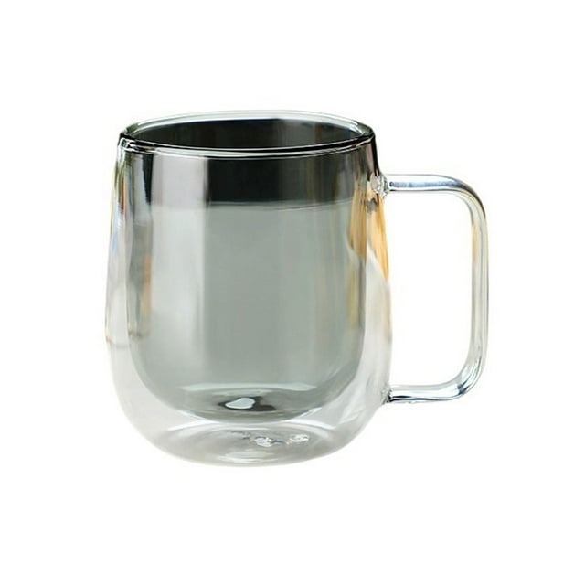 Tazas de café de vidrio de doble pared con asa, 250 ml (8,8 oz), de vidrio borosilicato de color for bebidas frías y calientes, capuchino, latte y té.
