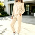 thumbnail image 6 of Casual Summer Outfits 2 Piece Matching Clothing Set Women's Solid Color Casual Sweatshirt Set Khaki L, 6 of 7