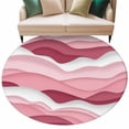thumbnail image 2 of Pink Ombre Round Area Rug 7 FT, Non Slip Living Room Area Carpet, Modern Geometric Abstract Art Moire Washable Soft Circular Rug Non-Shedding Floor Carpet for Bedside Office Play Room Classroom, 2 of 9