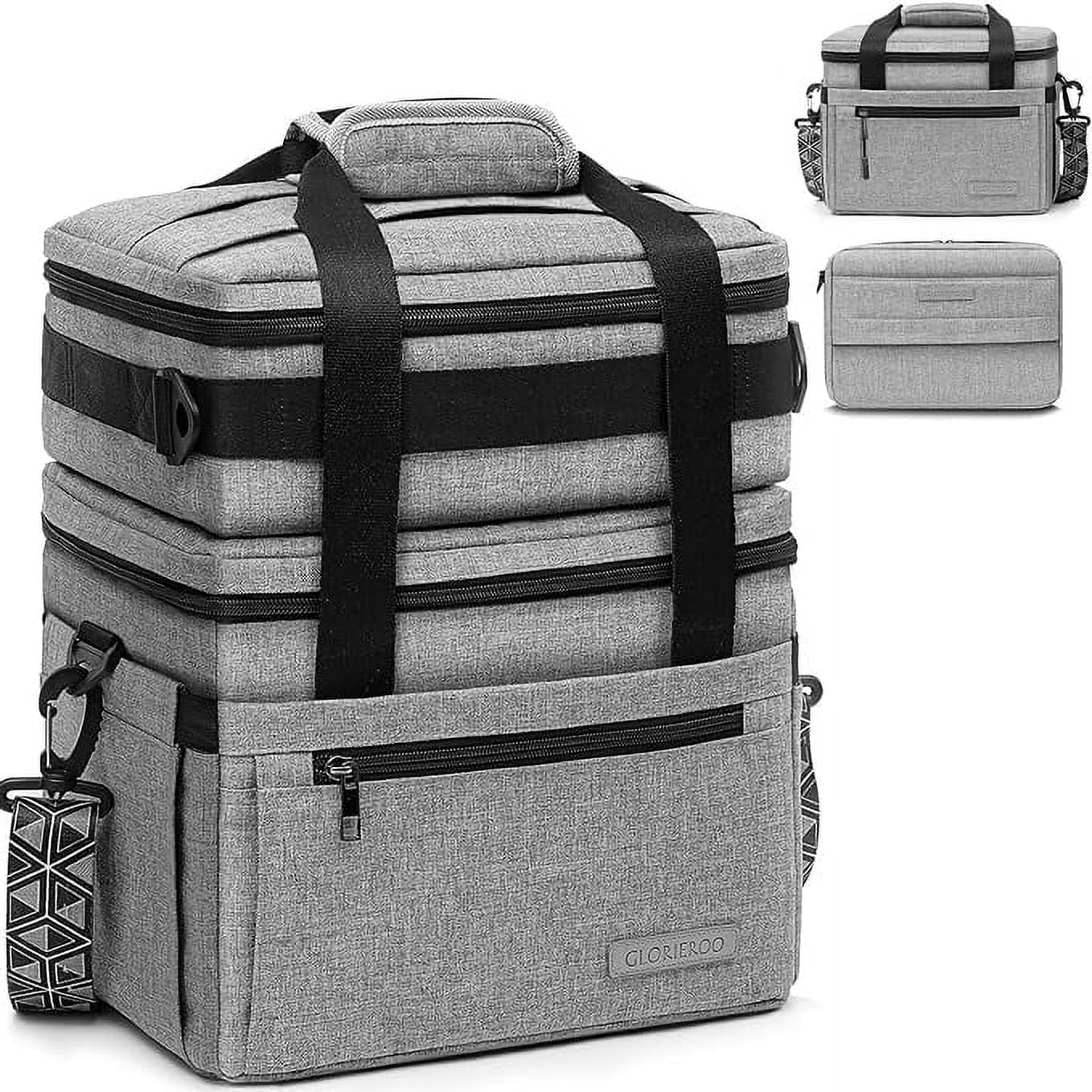 Large Lunch Bag Box for Men - 3 in 1 Cooler Bag Large Insulated Removable Double Deck Leak-Proof Lunch Box for Work Outdoor Picnic