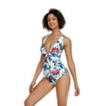 thumbnail image 5 of LIORA Women’s One Piece Swimsuits Floral Print Bathing Suits for Women Deep V Neck with Front and Back Ring, 5 of 8