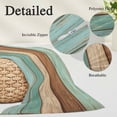thumbnail image 2 of Farmhouse Teal Blue Brown Pillow Covers, Linen Long Throw Pillow Case, Vintage Wooden Striped Holiday Pillow Protector Decorative Cushion Cover for Living Room/Bedroom 20" x 30", 2 of 8