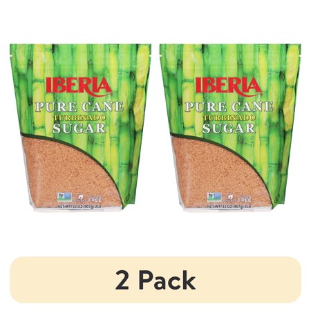 (2 pack) Iberia Turbinado Pure Cane Sugar 32 oz - Natural Unrefined Sweetener