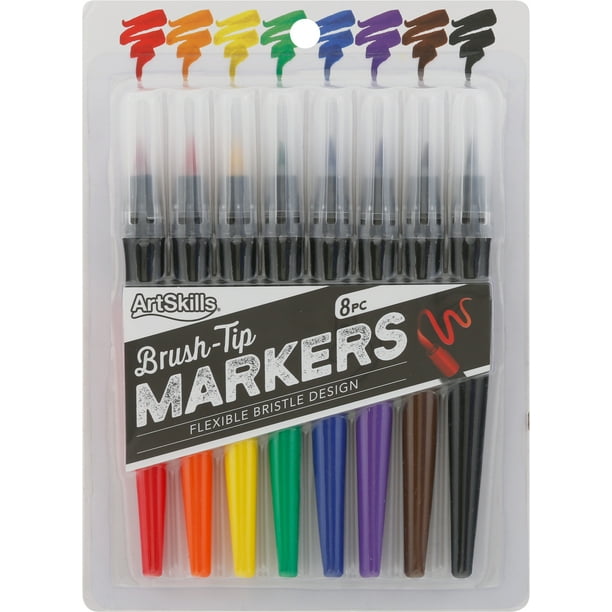 Artskills Brush Tip Markers for Lettering Coloring and Drawing, Eight