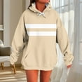 thumbnail image 2 of Sexlip Hoodies for Women Casual Long Sleeve Pullover Sweatshirts Fall Drawstring Colorblock Tunic Tops with Pockets Beige XL, 2 of 5