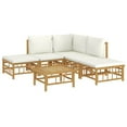 thumbnail image 3 of vidaXL 6 Piece Patio Lounge Set with Cream White Cushions Bamboo, 3 of 10
