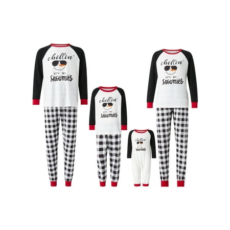 

AMILIEe Matching Family Pajamas Sets Christmas PJ s Sleepwear Snowman Top with Plaid Bottom