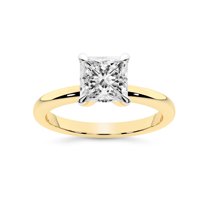 IGI Certified 2 Carat Princess Shape Lab Grown Diamond Engagement Ring | 14K Yellow Gold | Matilda Leaf Petal Solitaire Diamond Ring | FG-VS1-VS2 Quality Friendly Diamonds