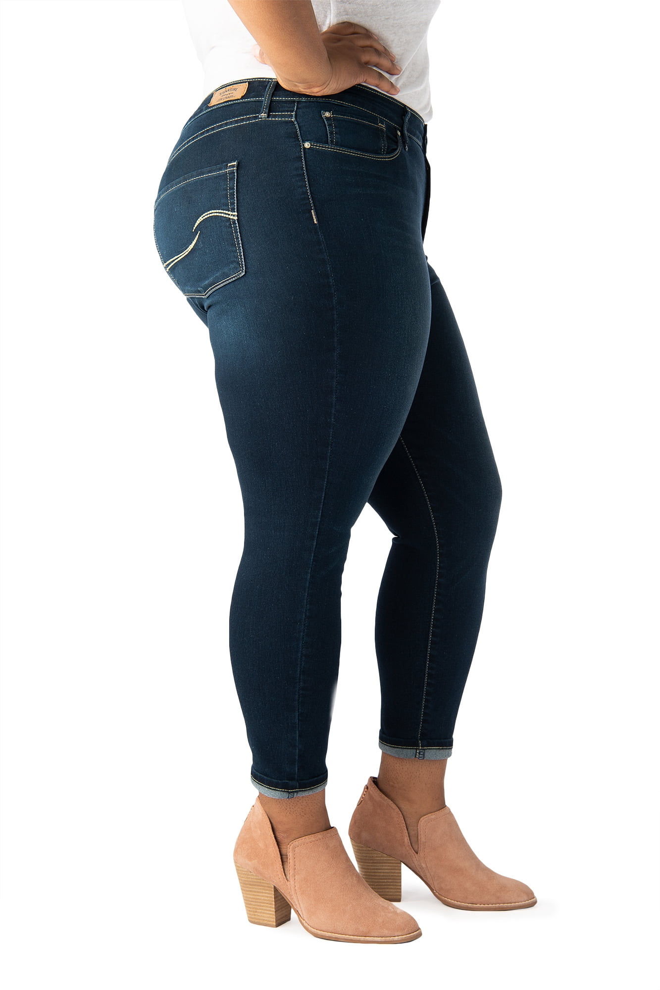 Signature by Levi Strauss & Co. Women's High Rise Ankle Skinny Cuff Jeans