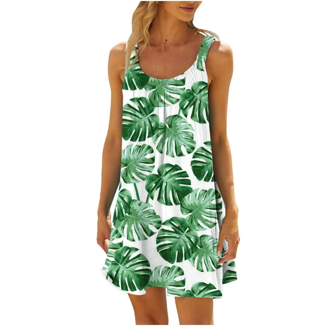 Vestidos de playa Mujeres Sexy Hawaiano Tropical Impreso Sin mangas Sling Mini Vestido Verano Suelto Cómodo Boho Sundress OAVQHLG3B Store lin121212