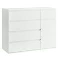 Homfa 5 Drawer White Dresser with Door, Modern Accent Storage