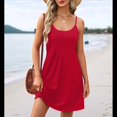 thumbnail image 4 of Vestidos de Verano para Mujer, con Tirantes Finos Ajustables, para Vacaciones en la Playa, Informales, Bonitos, con Bolsillos Rojo M, 4 of 9