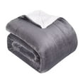thumbnail image 2 of Yesfashion Reversible Sherpa Blanket Flannel Fleece Soft Bed Blanket Machine Washable Blanket, Grey, 2 of 4