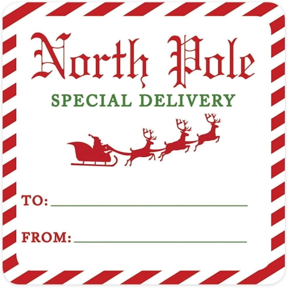 Koyal Wholesale 2" Square Christmas To From Stickers For Gifts 40 Pack North Pole Labels