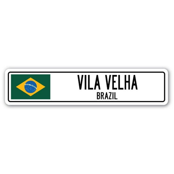 VILA VELHA BRAZIL Street Sign Brazilian flag city country road wall gift