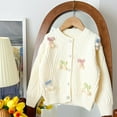 thumbnail image 6 of HAOTAGS Knitted Cardigan Girls, Fleece Lining Warmth Long-Sleeved Softness Outer Top White 3-4 Years, 6 of 8