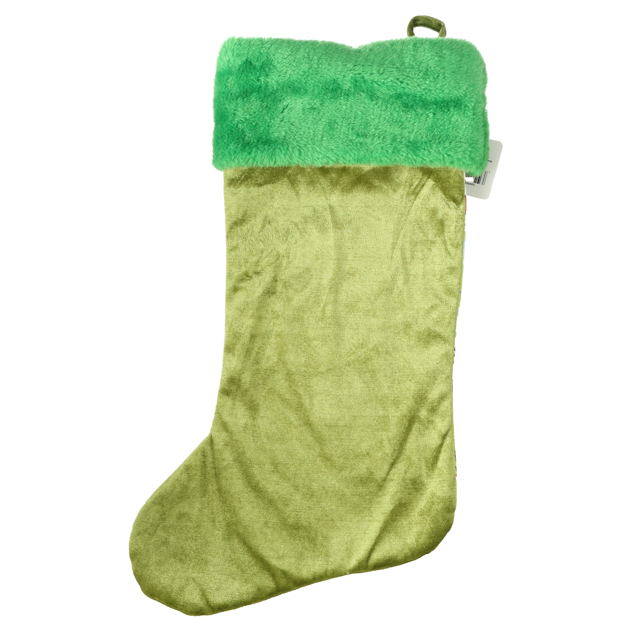 The Grinch Who Stole Christmas, Grinch, "Merry Grinchmas" 20 " Velour Christmas Stocking, Polyester, Green