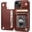 Brown, variant on MYKOMI Compatible with iPhone 13 Wallet Case with Card Holder, PU Leather Kickstand Card Slots Case, Double Magnetic Clasp Durable Shockproof Cover 6.1 Inch(Blue)