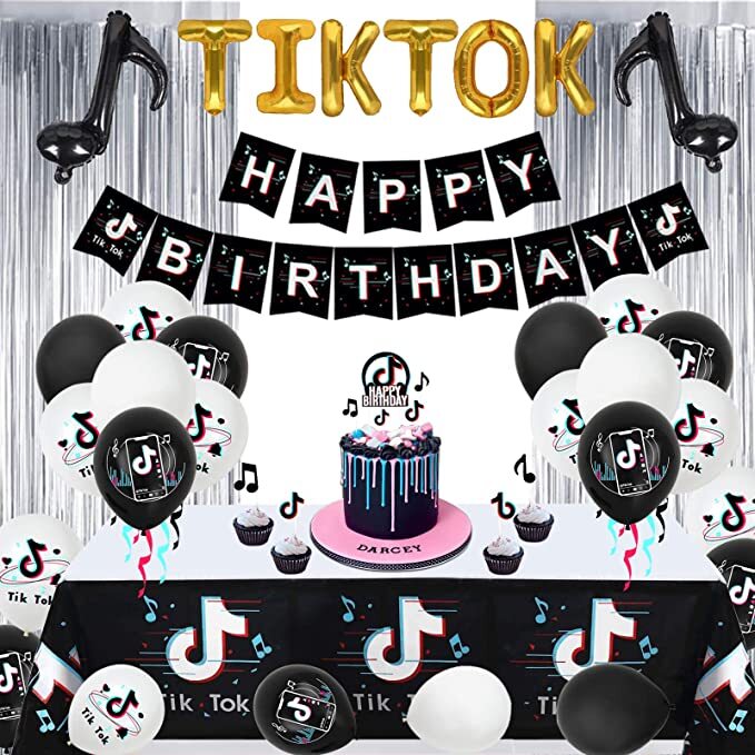 GEEKEO TikTok Theme Birthday Party Decorations, with Music TikTok Table