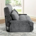 thumbnail image 6 of Convertible 5-Position Foldable Lazy Sofa Sleeper Bed with Armrest,Adjustable Floor Sofa Couch with 2 Pillows,Fold Out Floor Couch,Dark Grey, 6 of 8
