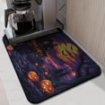 thumbnail image 2 of Halloween Horror Orange Pumpkin Spooky Castle Dish Drying Mat Coffee Bar Mat Non Slip Foldable Washable 18x24 Inch Inch Dry Pad for Coffee Tableware Sink Countertop, 2 of 7