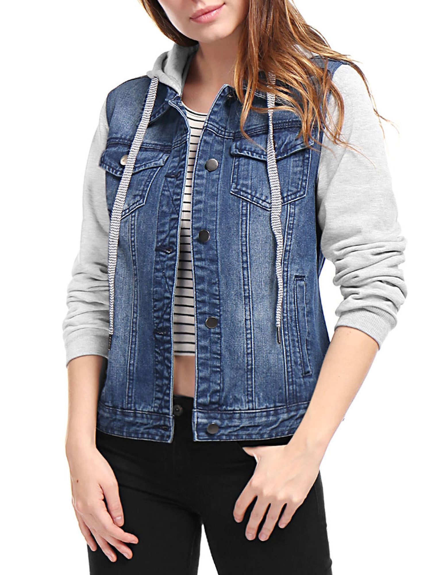 Long Sleeves Hooded Denim Jacket 
