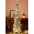 thumbnail image 1 of Árbol de Navidad HMASYO Tinsel de 1,5 m con 50 luces LED y lentejuelas, 1 of 7