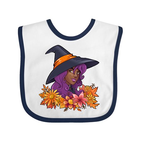 

Inktastic Witch with Autumn Flowers and Leaves Gift Baby Boy or Baby Girl Bib