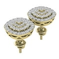 thumbnail image 4 of Dazzlingrock Collection Round White Diamond Triple Halo Cluster Screwback Stud Earrings for Women (0.95 ctw, Color I-J, Clarity I1-I2) in 18K Yellow Gold, 4 of 6
