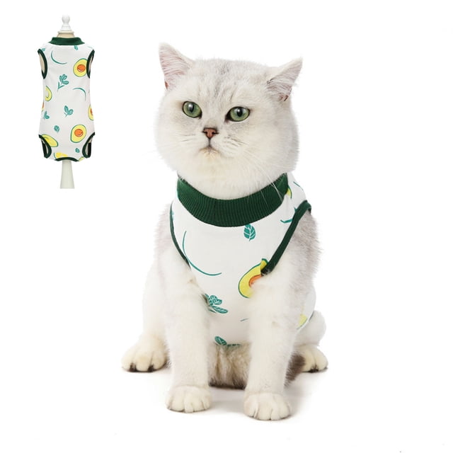 Traje de recuperación quirúrgica para gatos, ropa posoperatoria, pijama, ropa para mascotas de interior (aguacate) M
