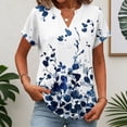thumbnail image 5 of Kixjoy Blue Shirts for Women Short Sleeve V Neck Lounge Lightweight Tops Trendy Summer Loose Shirt Holiday Basic Cozy Women's Tops, Tees & Blouses, Dark Blue L, 5 of 7