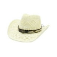 thumbnail image 4 of OJSFQUFP Cowboy Hat Cow Girl Hat Cowboy Hats for Women/Mens/Straw Wide with Shapeable Brim Cowboy Hat for Womens/White, 4 of 4
