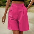 thumbnail image 2 of JIAYUE Women's Shorts Pleated Button Pockets Elastic High Waist Loose Casual Wide Leg Knee-Length Solid Color Trendy Female Bottoms, 2 of 5