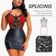 thumbnail image 5 of Falda de cuero sin espalda de retazos de encaje Sexy para mujer, vestido de noche Sexy con tirantes para fiesta Fridja  nalpqowj49843, 5 of 9