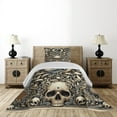 thumbnail image 3 of Ambesonne Gothic Art Quilted Coverlet 2 Pcs, Mushroom Skulls Occult, Twin Size, Eggshell and Charcoal Grey, 3 of 4