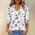 thumbnail image 3 of Craaazy Women's 3/4 Sleeve V-neck Collar Summer Casual Vacation T-shirts with Prints Gifts, 3 of 6