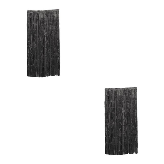 Decodeary Safe Foil Fringe Curtain Multiple Colors And Finger Tassels For Memorable Black 3*1m 2Set