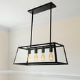 thumbnail image 2 of 4-Light Farmhouse Chandelier for Kitchen Island, Ceiling Light Fixture with Clear Glass Panels Pendant, 2 of 5