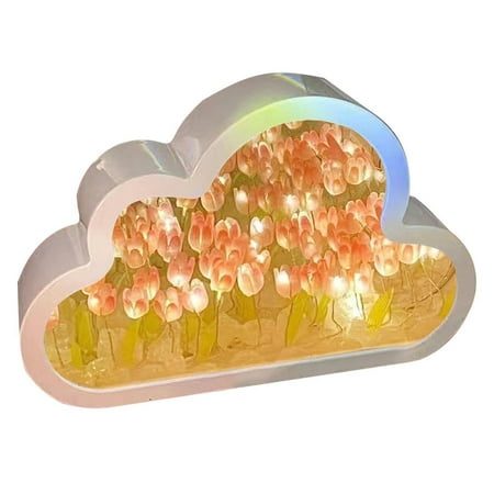 

DIY Cloud Tulip LED Night Light Mirror Table Lamps Bedroom Ornaments Decoration